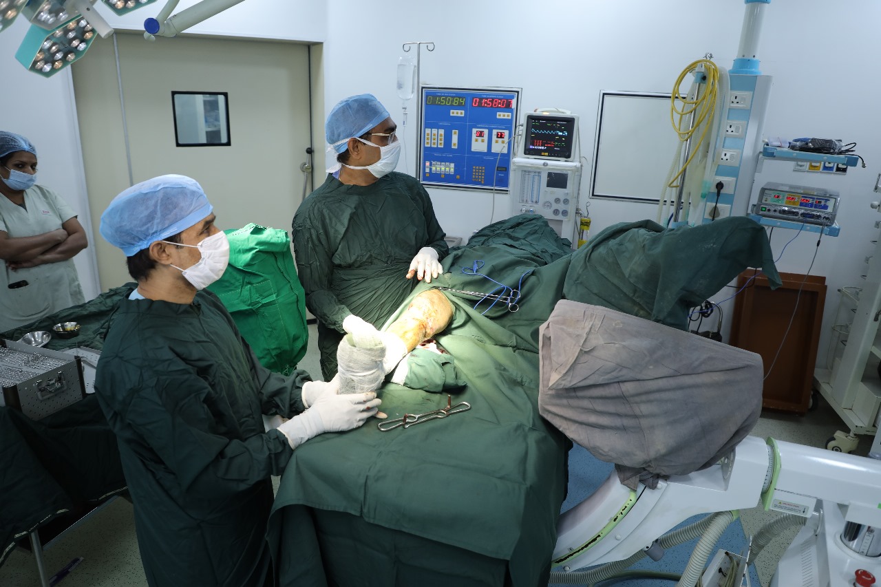 Orthopedic surgery in progress at RK Hospital